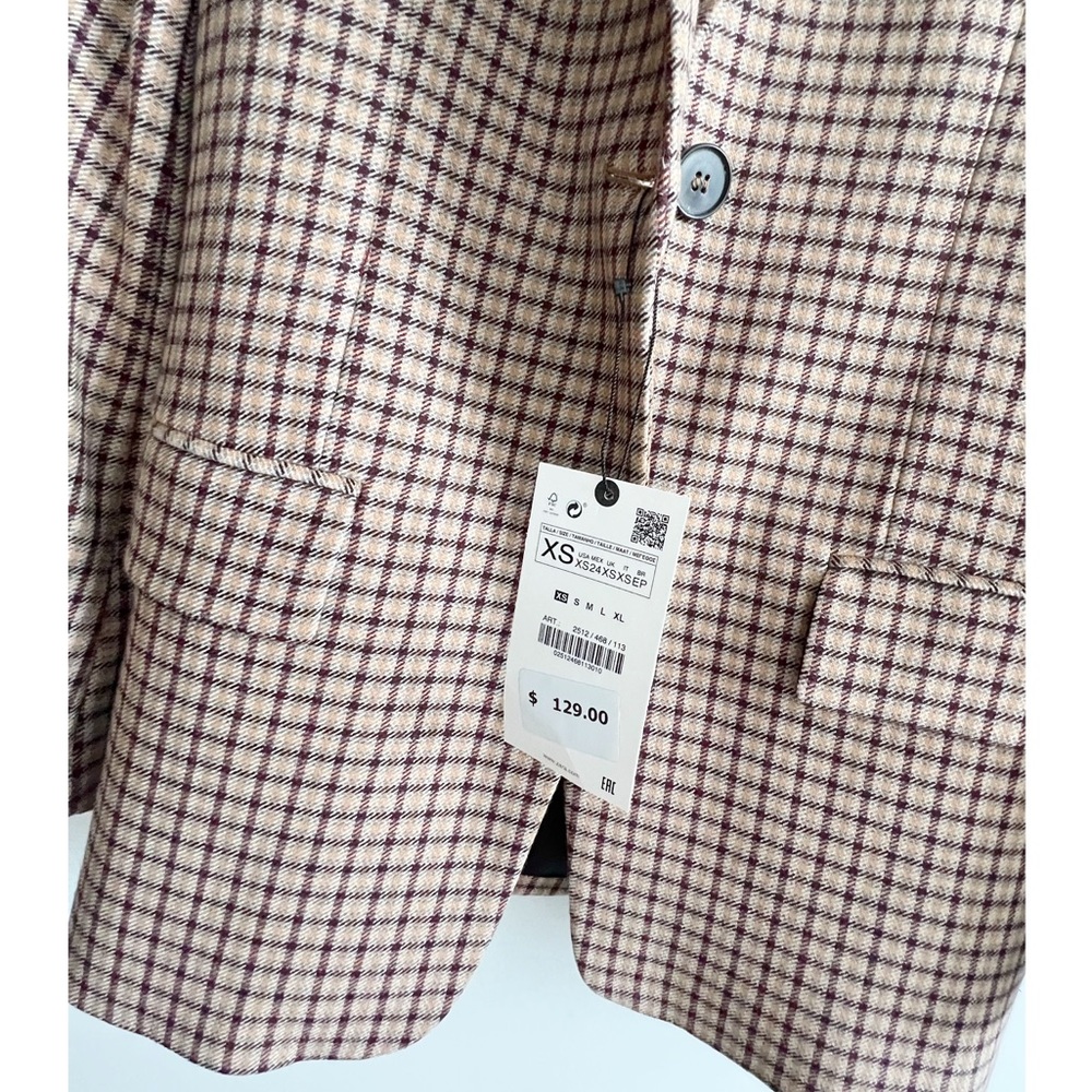 New Plaid Zara Oversized Blazer size XS - Picture 5 of 5